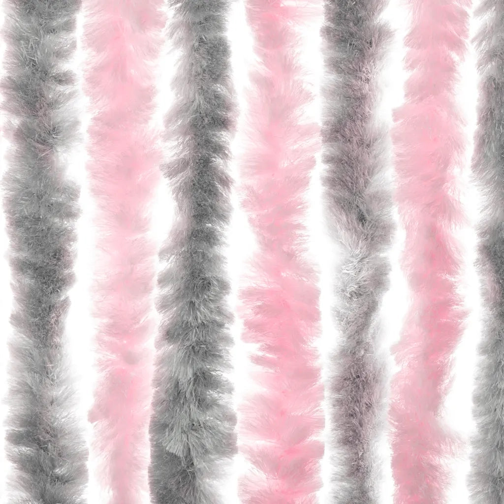 Tenda Antimosche Grigio Argento e Rosa 100x200 cm in Ciniglia CFW3636078