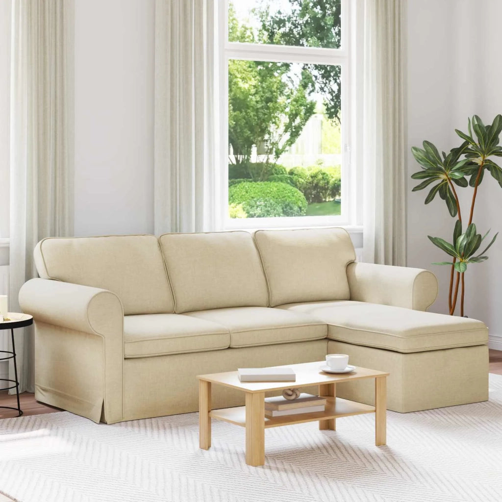 Divano Crema 215 x 138 x 80 cm Tessuto