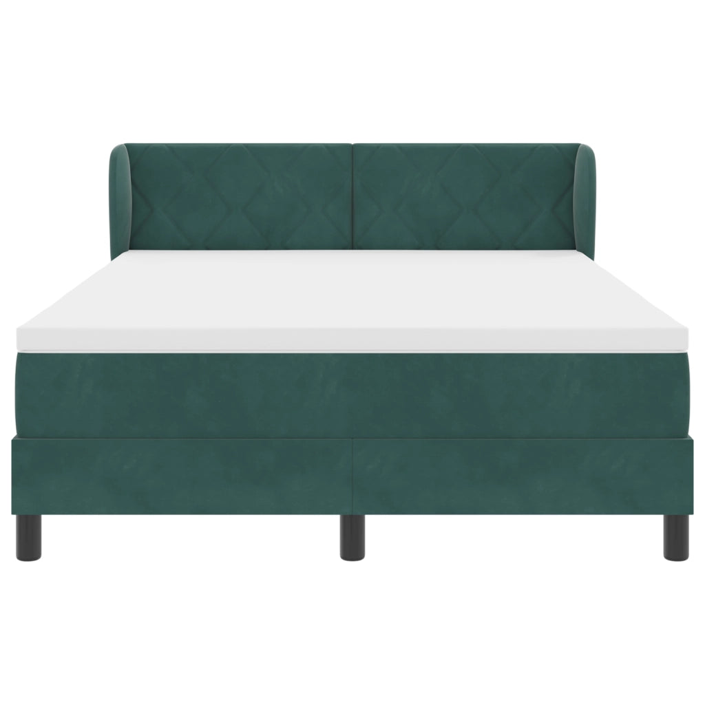 Letto Box Spring con Materasso Verde Scuro 140x200 cm Velluto