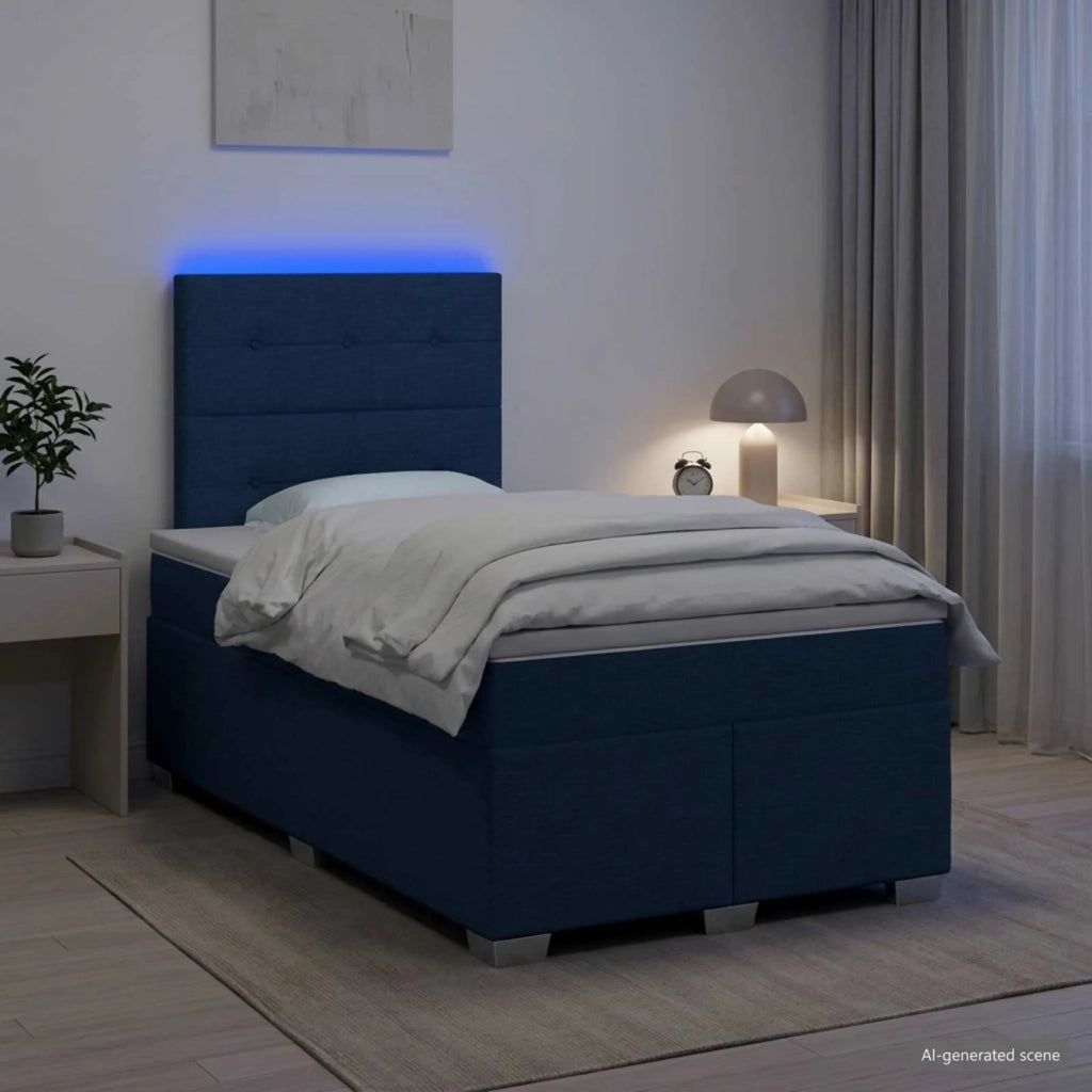 Letto box spring con materasso Blu 120 x 190 cm Tessuto 3454830