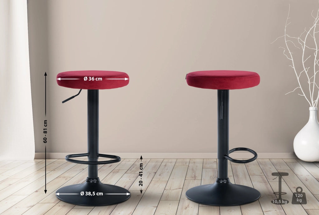 2er Set Barhocker Ponte Samt schwarz