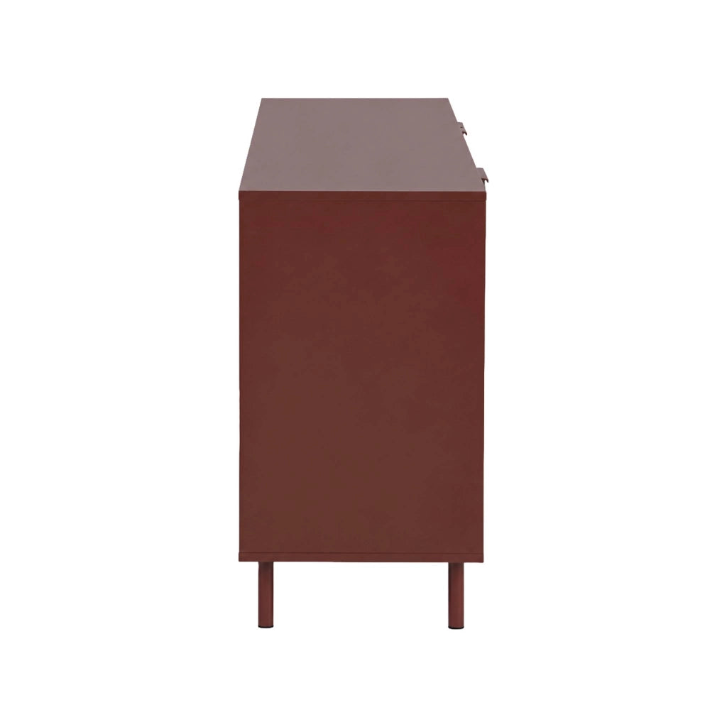 Credenza decorativa in legno e metallo 4 ante, 160cm, bordeaux