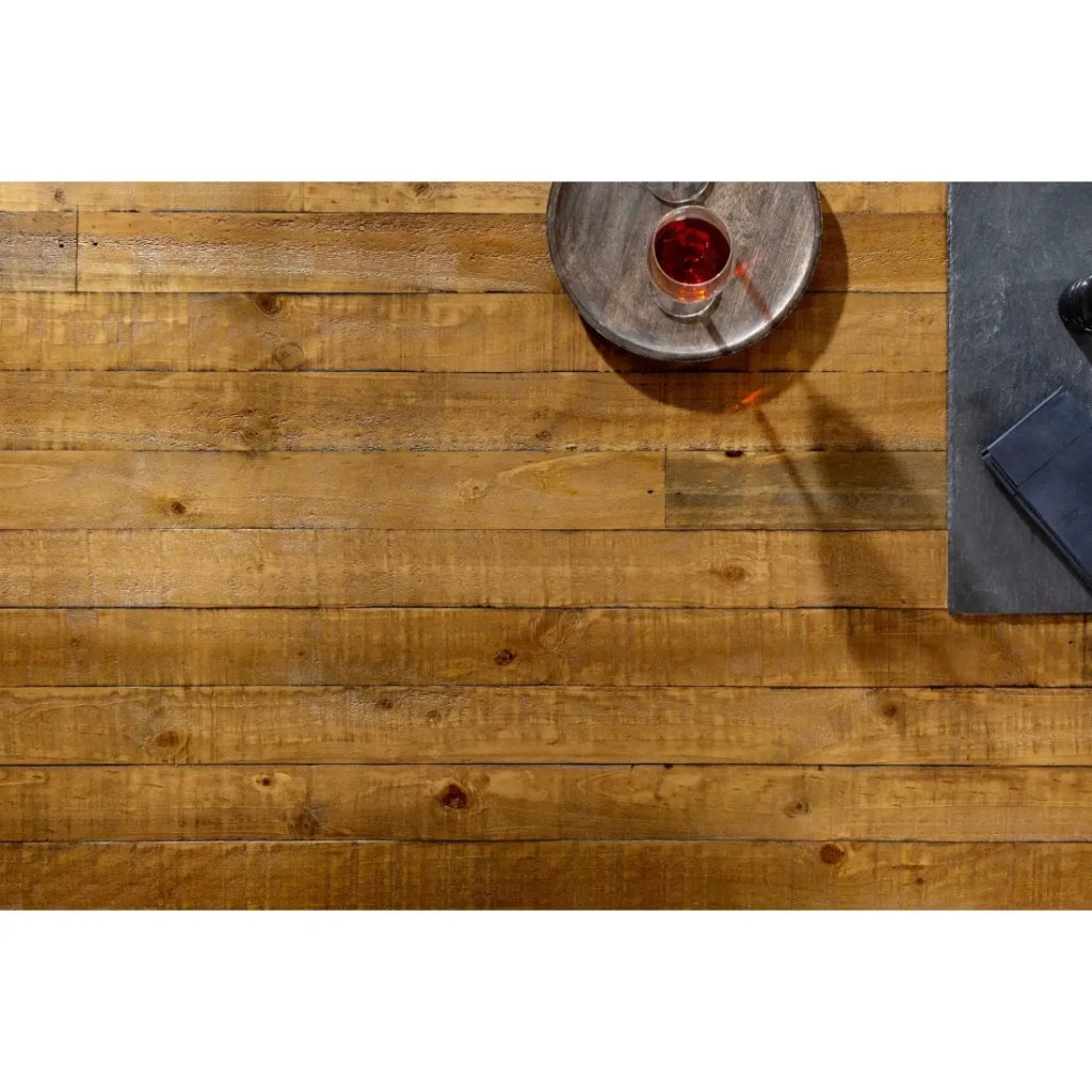 Table CAVARA – Legno di pino riciclato verniciato e metallo nero – 240 cm – Stile industriale