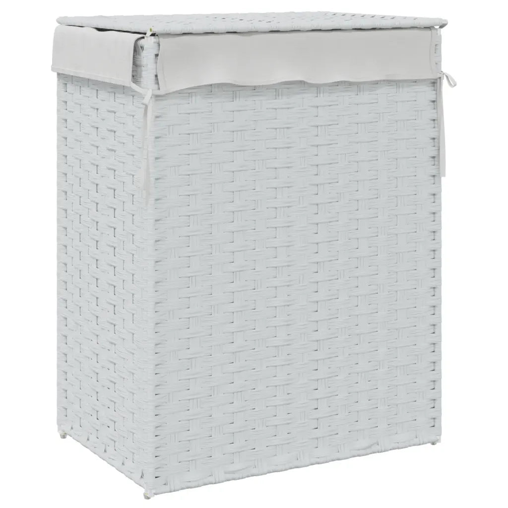 Cesto Portabiancheria Coperchio Bianco 46x33x60 cm Polyrattan CFW8762169