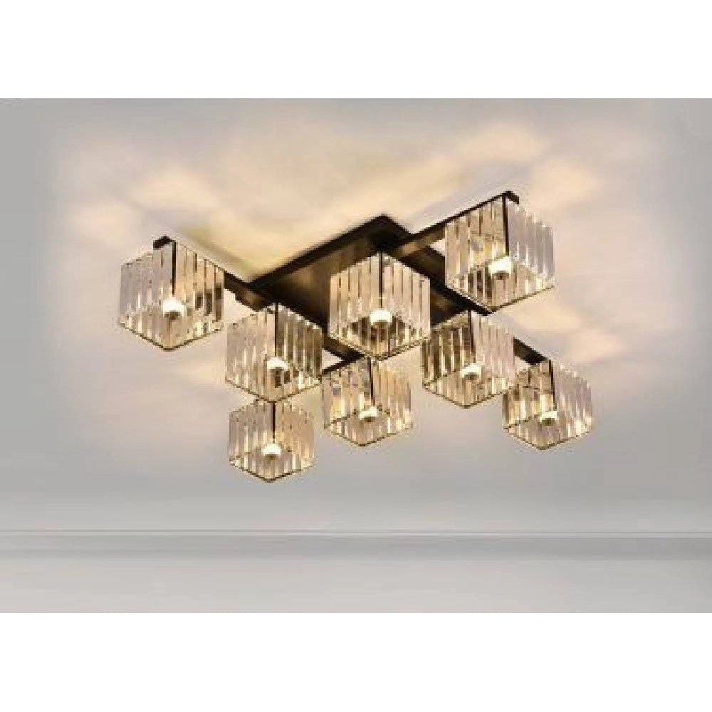 Trade Shop - Plafoniera Lampadario Da Soffitto Design Moderno Con 8 Cubi E27 Cristallo C28-8 -