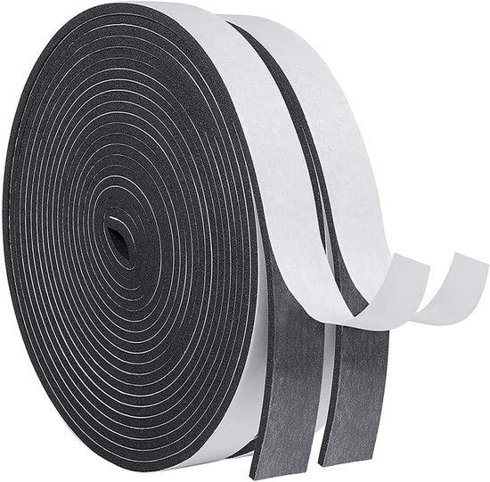 Tappo di sigillatura autoadesivo - Nastro di spugna per porte e finestre - Sigillatura in gomma per urti - Isolamento acustico 20mm (L) x 3mm (D)/10m Lungo - Nero