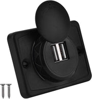 Doppio caricatore USB 5V/3,1A impermeabile - nero - presa da 12V LED - alta qualità.