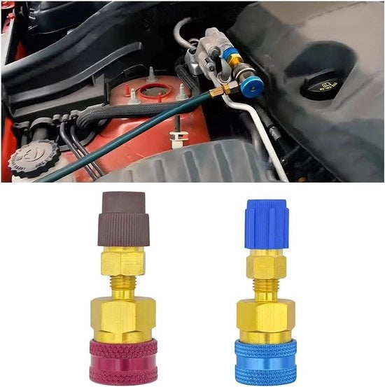 Adattori per climatizzazione - R1234YF a R134A connessione rapida - adattatore auto - adattatore inferiore.