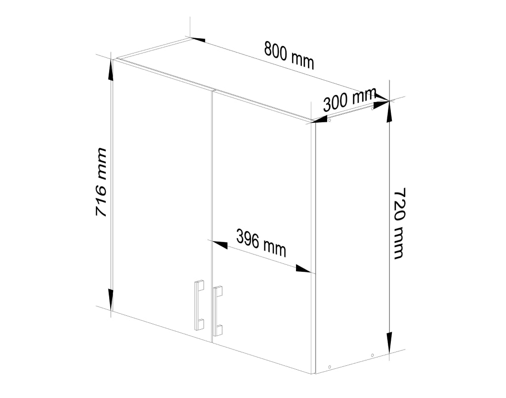 Mobile da cucina pensile sistema AKORD LIMA Bianco 80 cm 2 ante inserto frontale Sonoma Quercia 80x30,5x72 cm