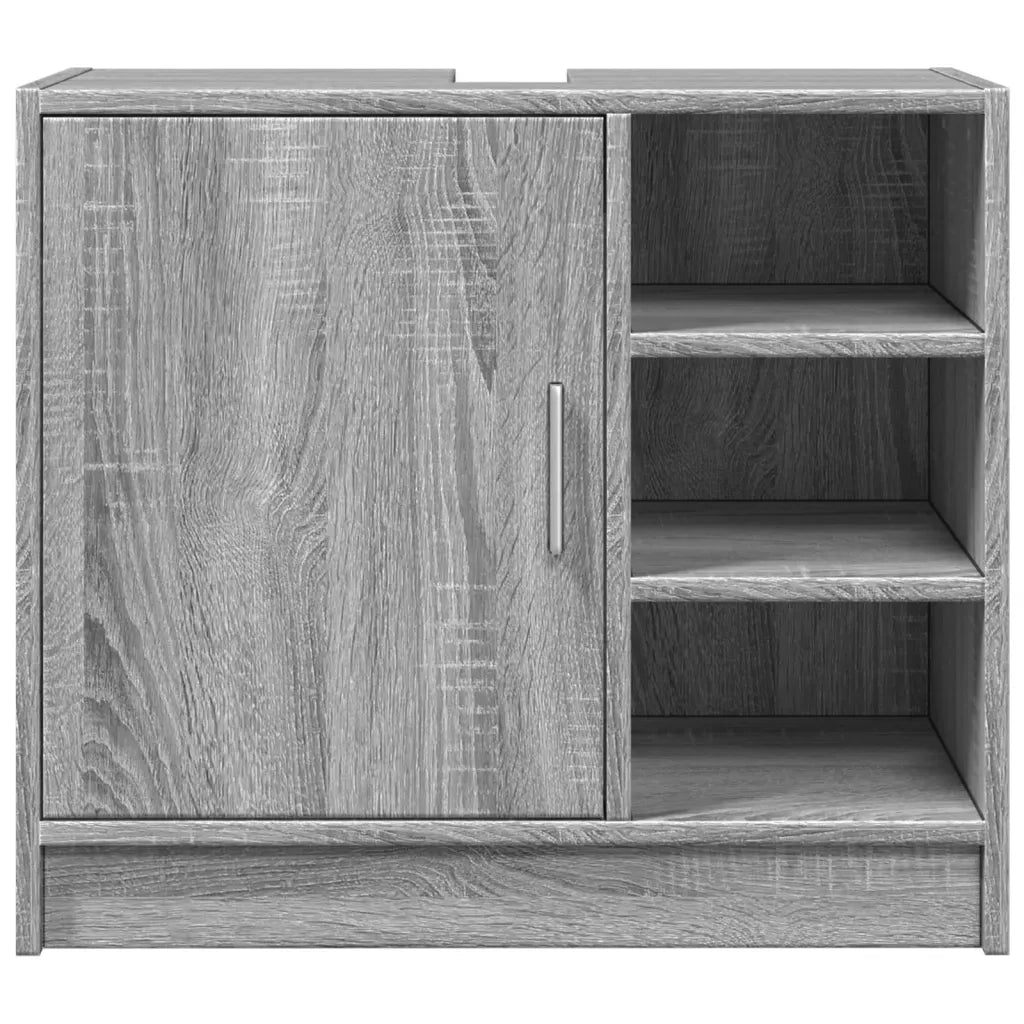 Mobiletto sottolavabo con vani a giorno 63 x 29 x 55 cm mobiletto da bagno moderno in legno composito grigio 02_0049552