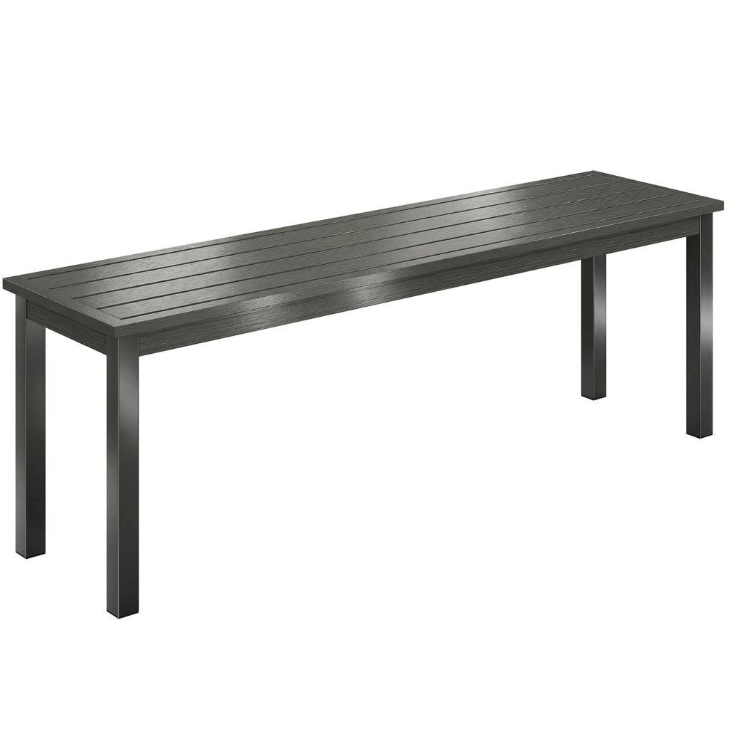 Panchina da Giardino 2 Posti 130x34x43 cm a Doghe Effetto Legno Struttura in Acciaio Grigio