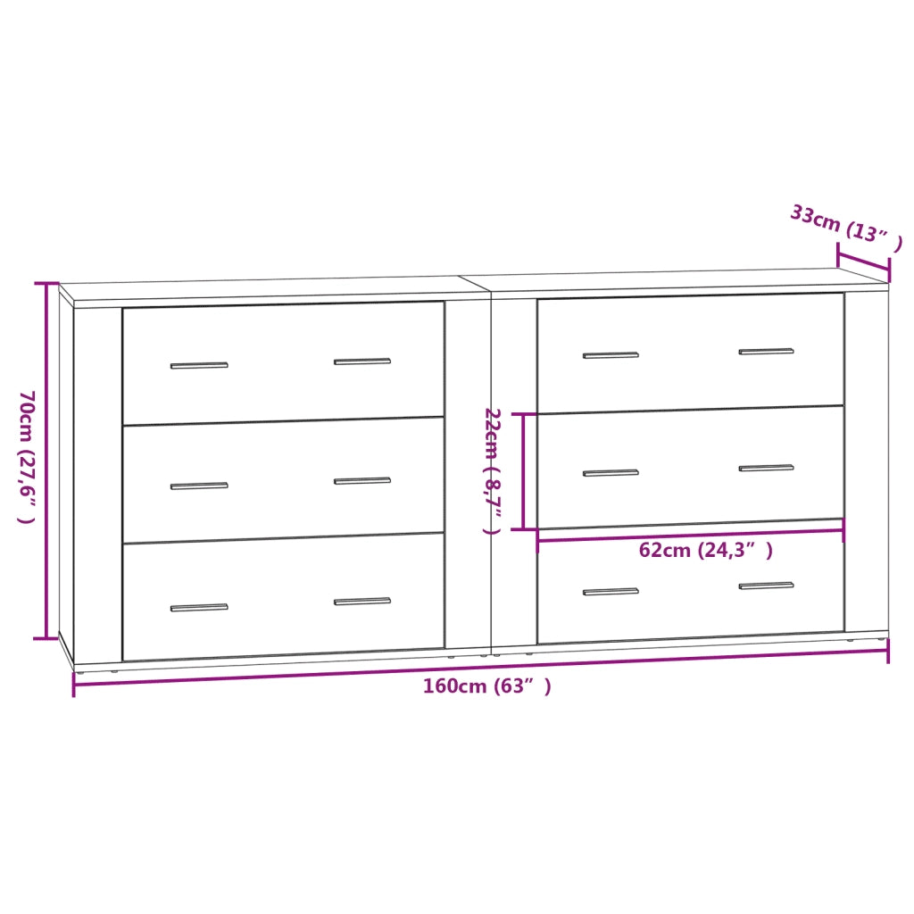 Credenze 2 pz | Madia | Buffet da pranzo | Armadio da pranzo Grigio Cemento in Legno Multistrato