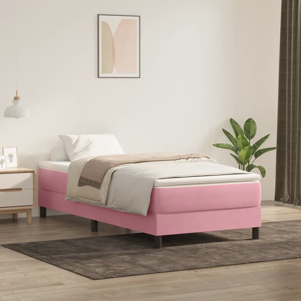 Giroletto a Molle con Materasso Rosa 90x220 cm Velluto 3315956
