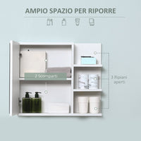 Specchio da Bagno a Parete con Armadietto e Ripiani 60x18x50cm Bianco