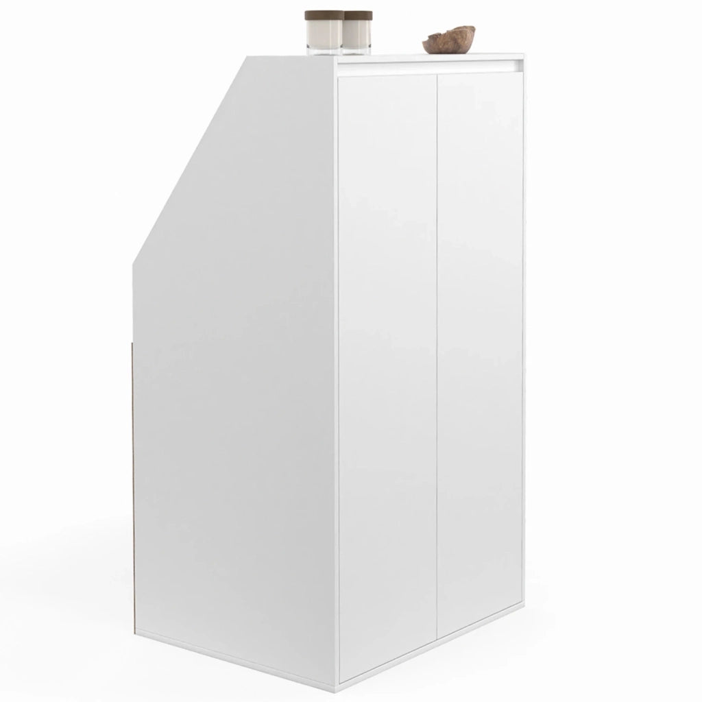 IDMarket - TOMI Armadio a 2 ante inclinate 60 x 50 x 110/70 cm bianco