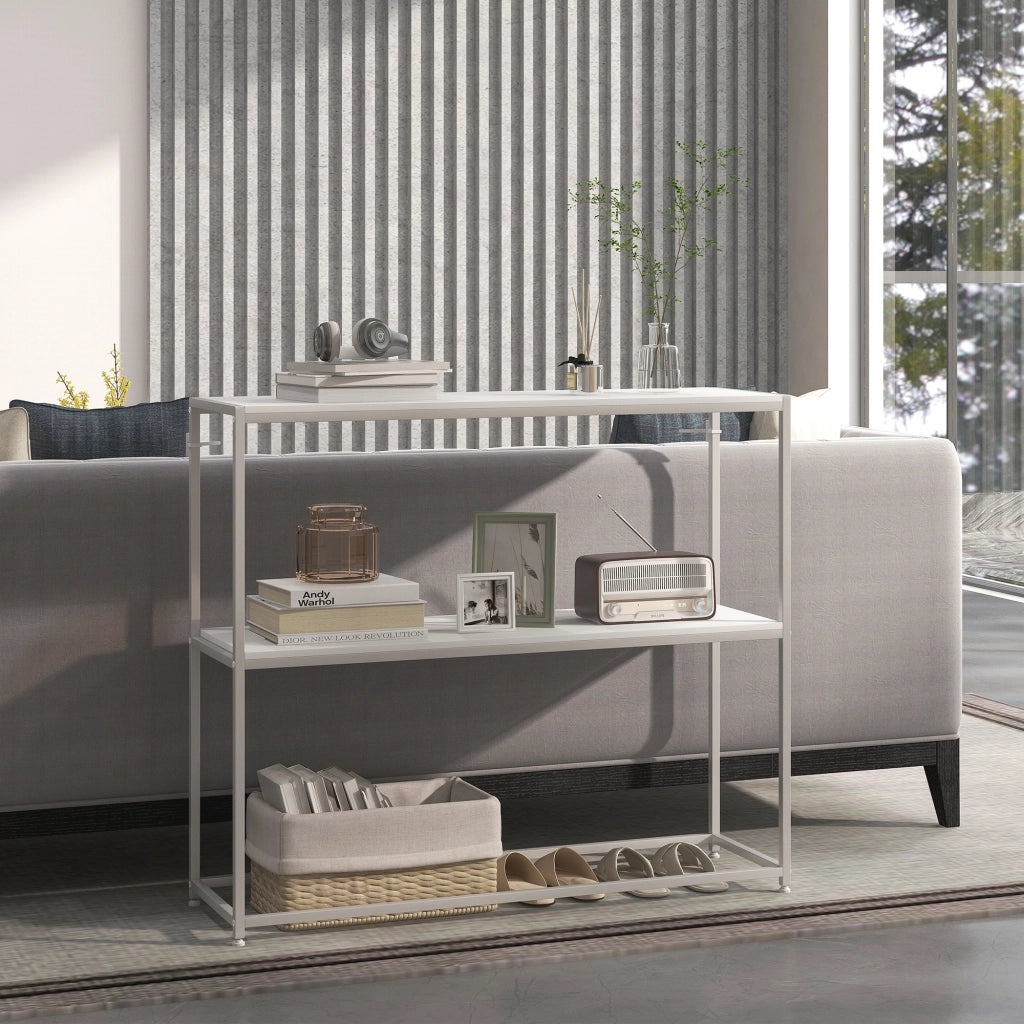 Tavolo console ¨C Zephmum ¨C Bianco metallo 100x30x87 cm