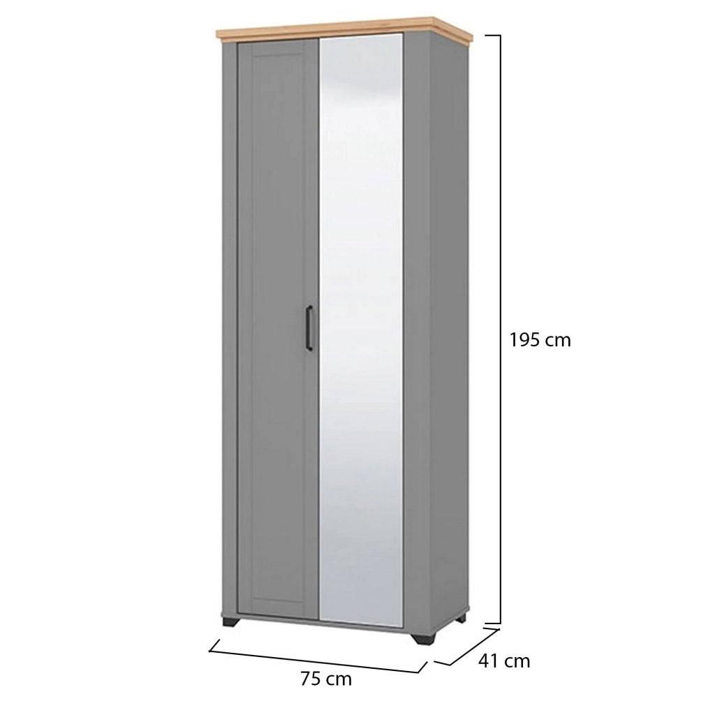 Coggiola, Mobile da Ingresso Specchio Incluso, 75x41x194.5h cm Grigio