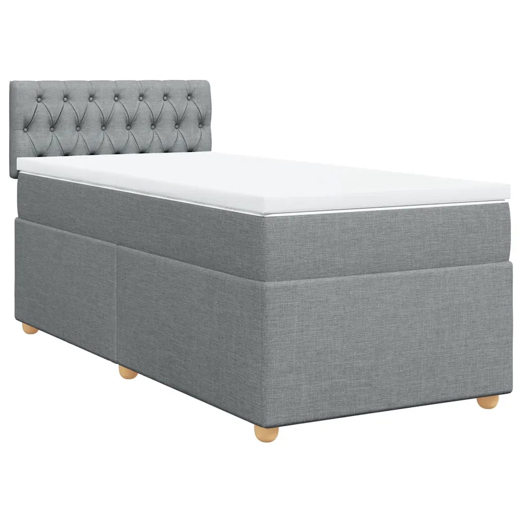 Letto singolo | Letto per adulti | Giroletto a Molle con Materasso Grigio Chiaro 80x200 cm Tessuto