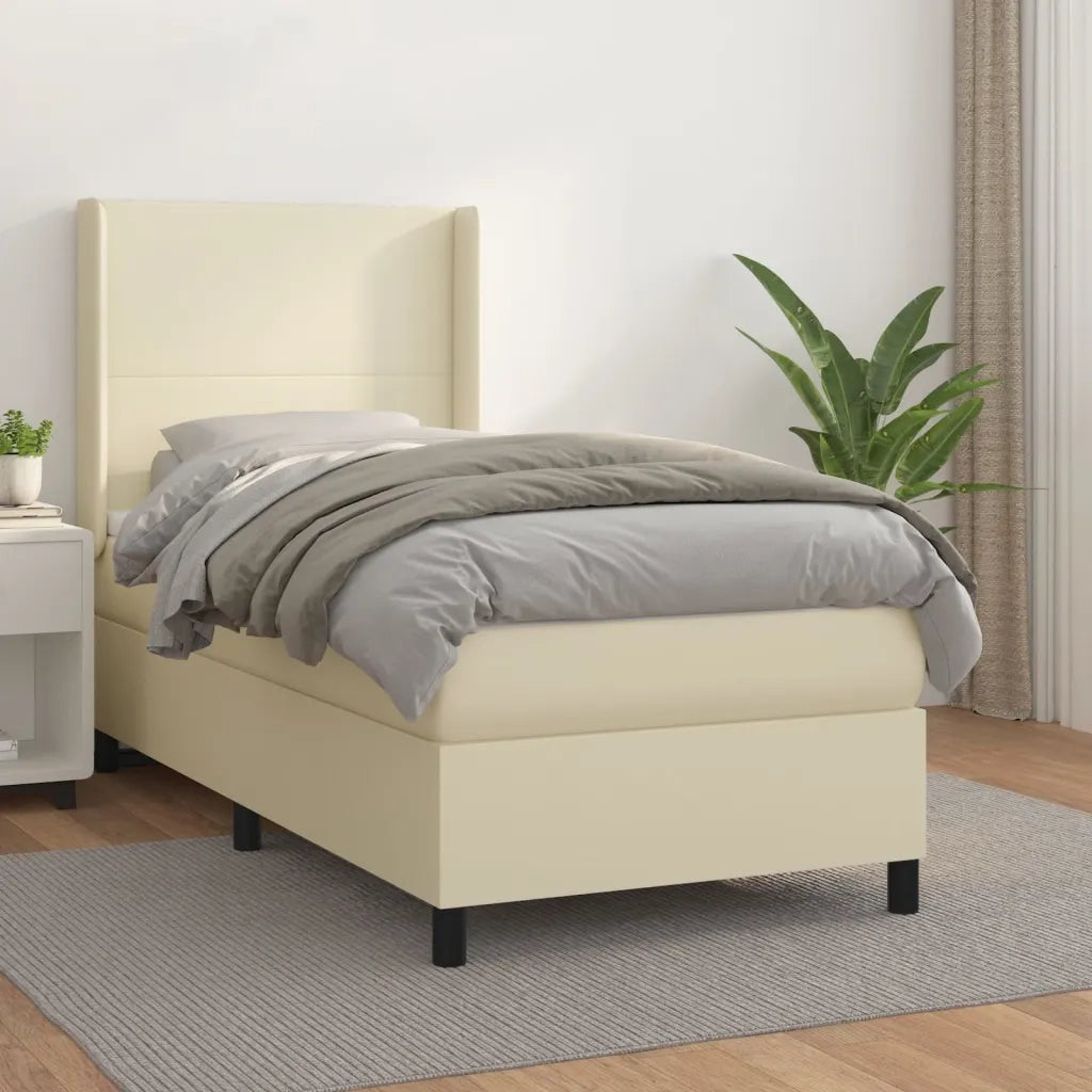Giroletto a Molle con Materasso Crema 90x200 cm in Similpelle cod mxl 58882