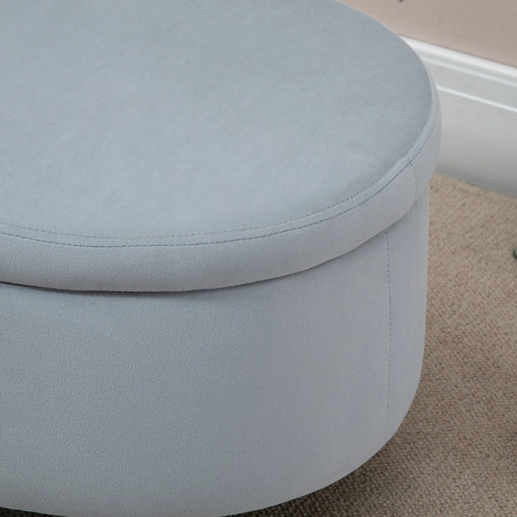 Poltrona con contenitore ovale ¨C Zephmum ¨C Grigio, velluto, gambe in legno, 71x51.5x42 cm