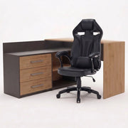 Set scrivania DANY angolare antracite e rovere artisan + poltrona DRIFT nero