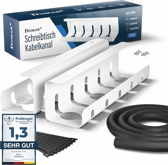 Set completo per gestione cavi per ufficio - Incluso cavo serpentino e strisce adesive per cavi