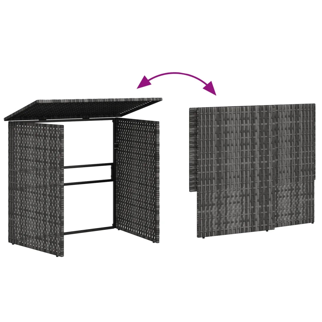 Divano da Giardino con Tavolo e Cuscini a L Grigio Polyrattan 362348