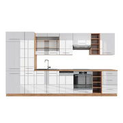 Cucina componibile Fame-Line Bianco lucido/Rovere dorato 355 cm, PL Rovere Vicco