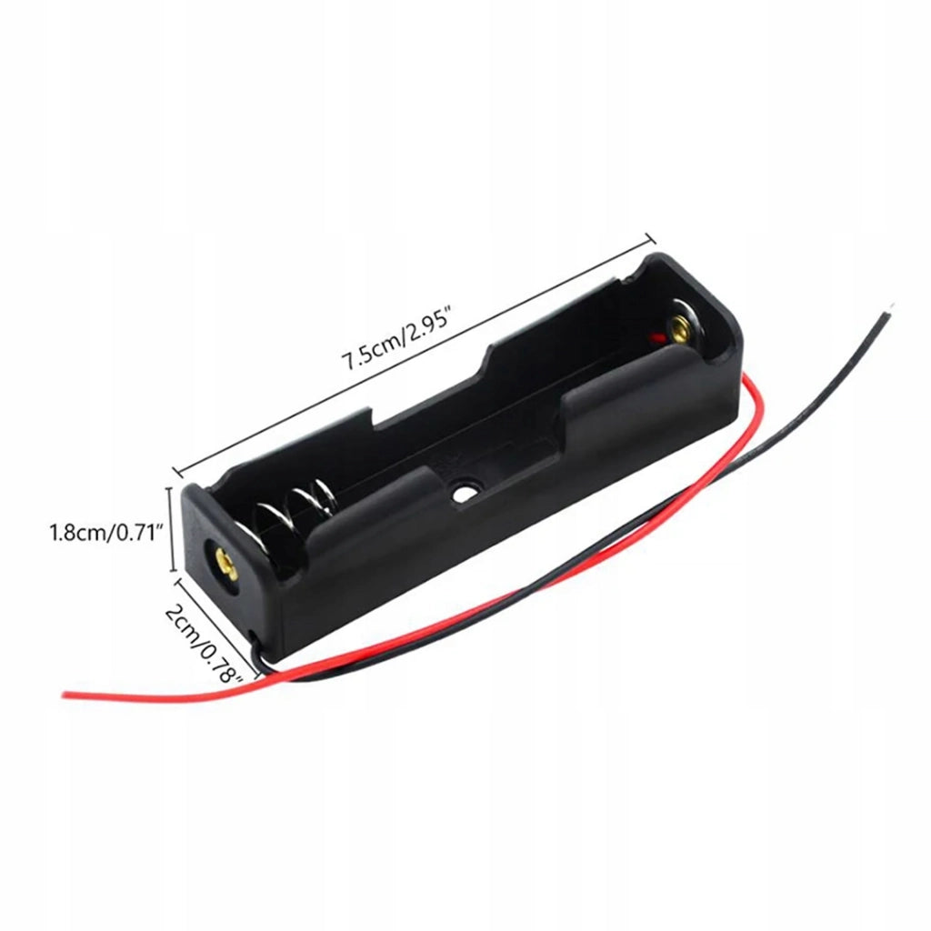 Portabatteria 1x18650 con Fili – Struttura Aperta, Lunghezza Fili 100mm | Progetti DIY, Facile Sostituzione Batteria