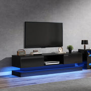Mobile TV 160 x 35 x 40;5 cm con LED controllabili tramite app; 2 cassetti; nero lucido