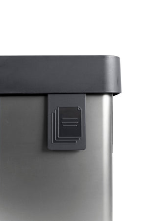 Pattumiera Alta 54L Interno Esterno Keter Verto Recycle 43,5x26,5x68,7 cm con Bordo Copri Sacco in Plastica Grigio Perla