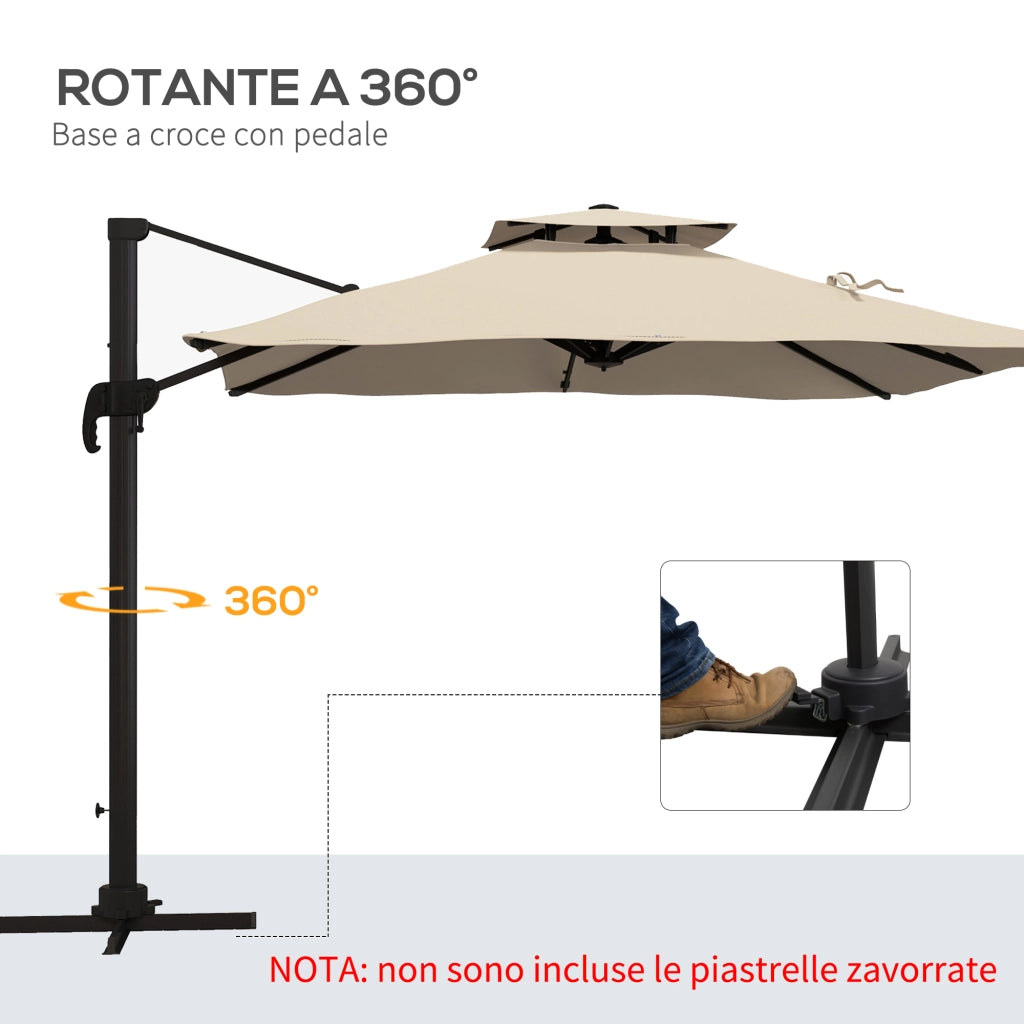 Ombrellone da Giardino Inclinabile 3x3 m ¨C Zephmum ¨C Alluminio Poliestere Khaki