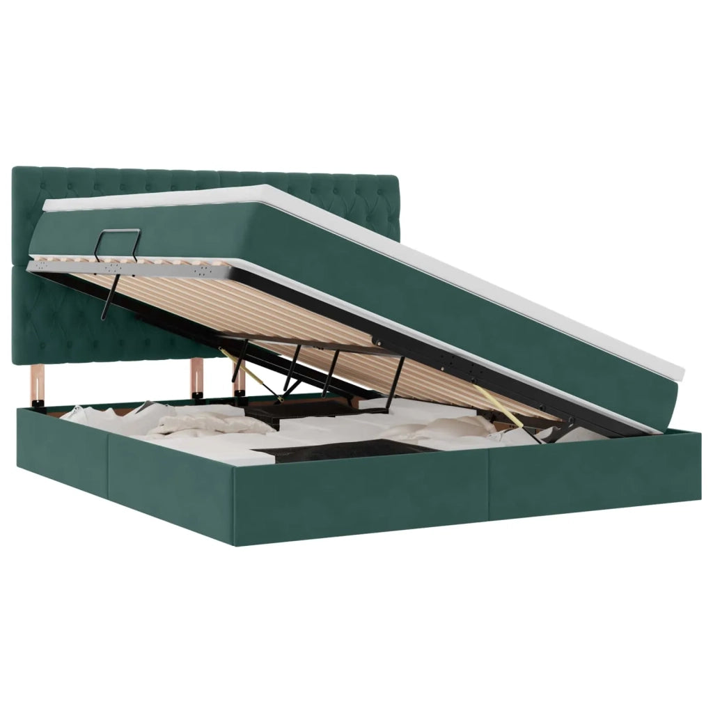 Letto con contenitore e materasso Verde Scuro 180 x 200 cm