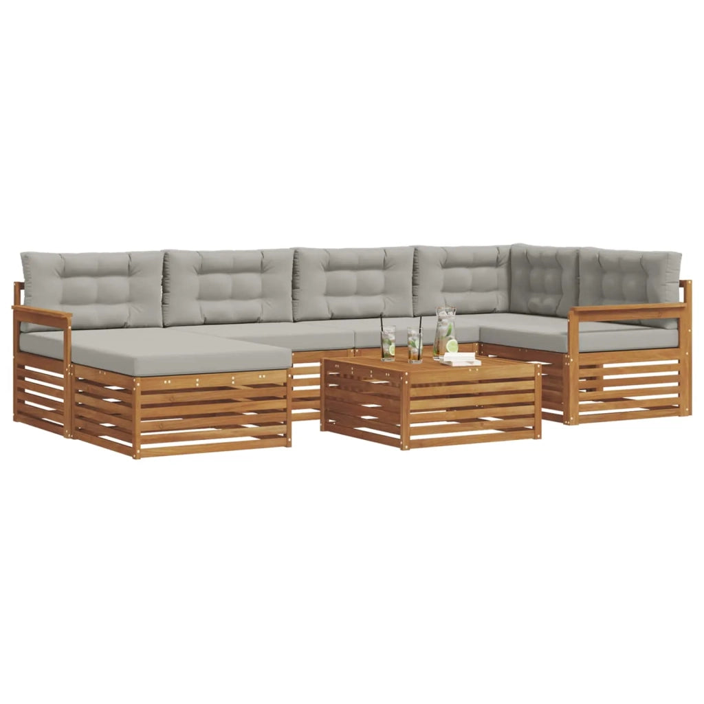 Set di divani da esterno 7 pcs Grigio Naturale e Chiaro