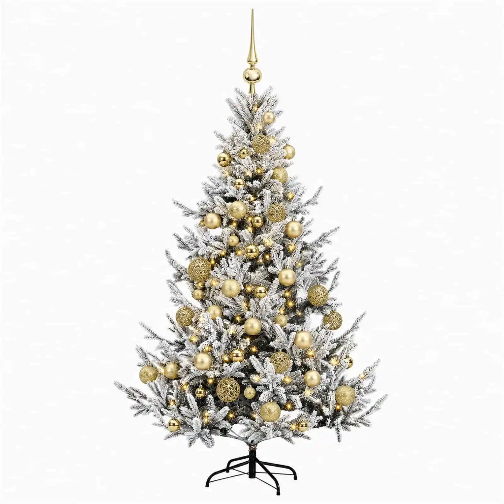 Albero di Natale artificiale con palline 150 cm 150 LED 3465688