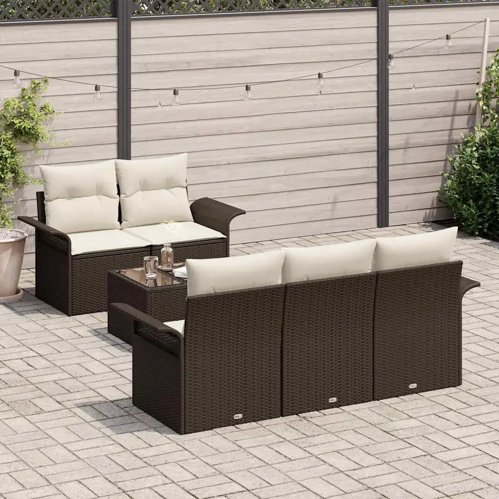 Set di divani con cuscino 6 pcs Marrone polyrattan 3345238