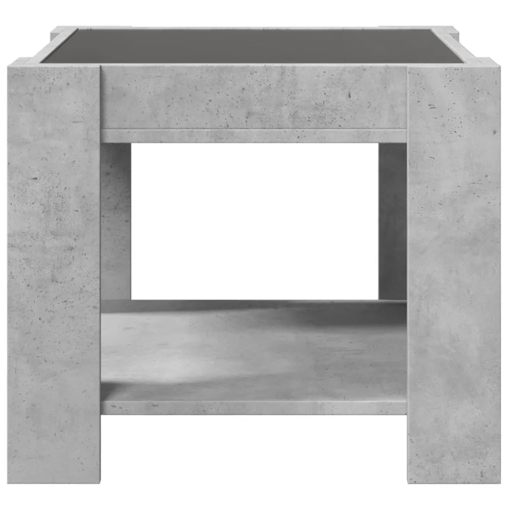 vidaXL Tavolino Salotto con LED Grigio Cemento 53x53x45 cm Multistrato