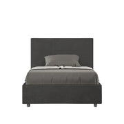 Letto una piazza e mezza con rete imbottito 120x190 microfibra grigio Mika