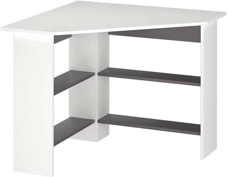 Scrivania angolare Arion, Bianco, 90 x 90 cm, per un utilizzo efficiente dello spazio con vani aperti