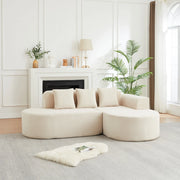 Divano angolare ¨C Minimal ¨C velluto crema 220cm con cuscini