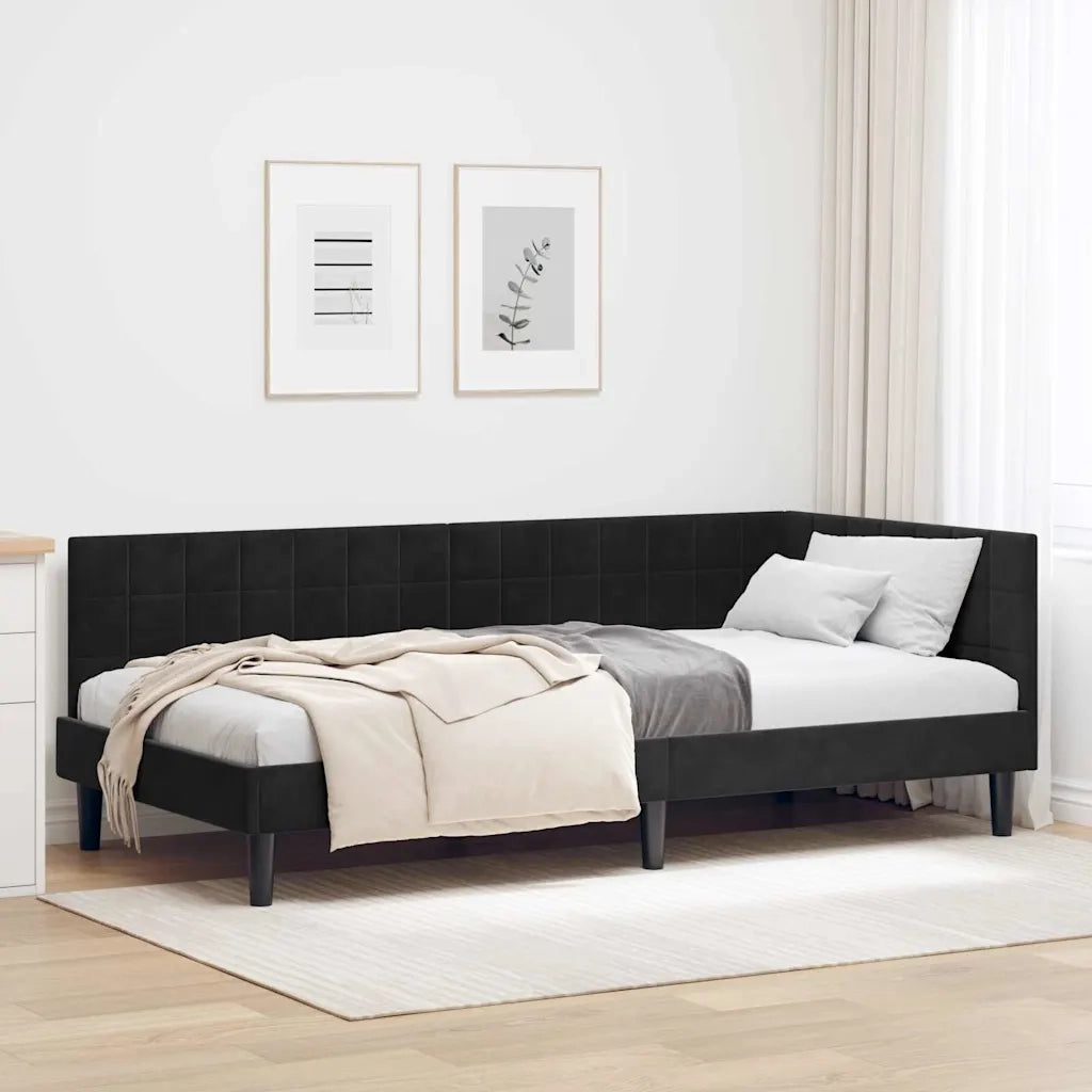 vidaXL Cornice del letto ad angolo Nero 100 x 200 cm Velluto