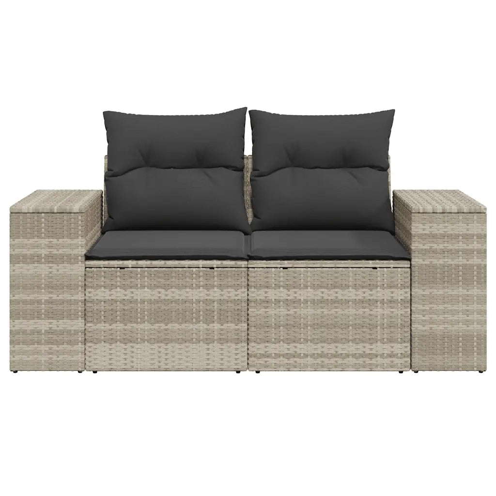 Divano da Giardino con Cuscini 2 Posti Grigio Chiaro Polyrattan 366198