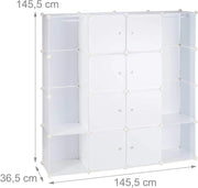 Mobiletto portaoggetti in plastica guardaroba scaffale con ante e asta appendiabiti 145 cm bianco 13_0001961_2