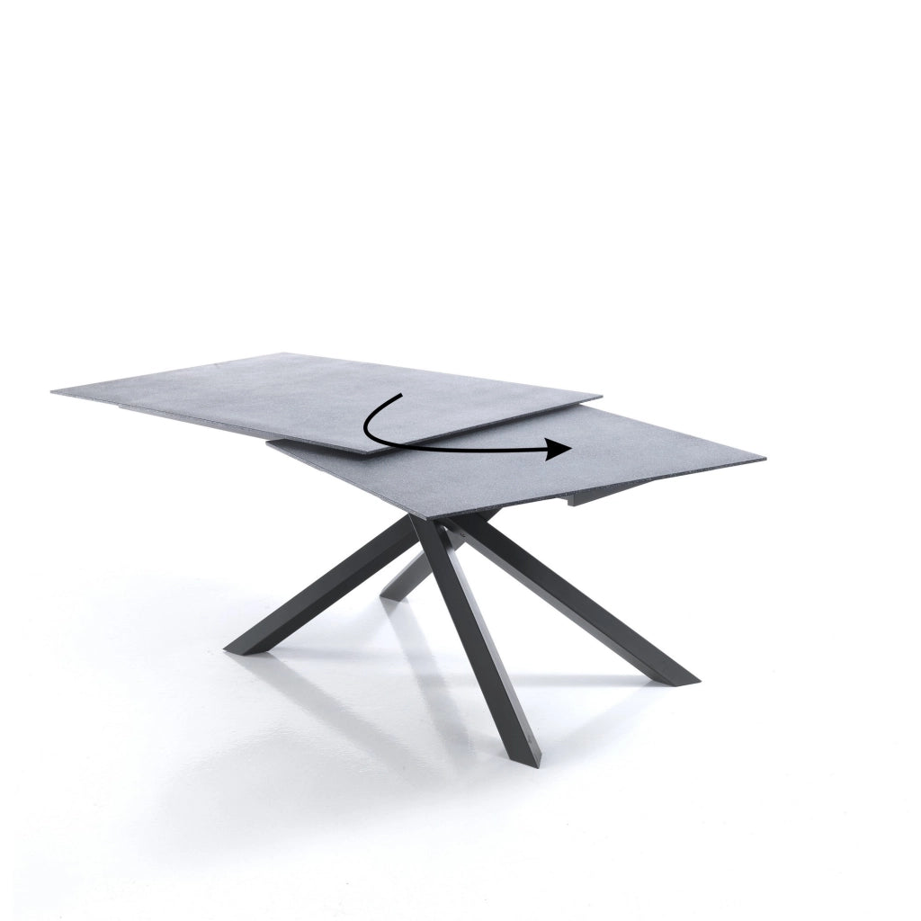 Tavolo allungabile in vetro antracite cm. H.76 x P.90 x L.140/230