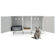 Lettiera multifunzionale per gatti 120 x 52 x 65 cm 2 scomparti design moderno in grigio PB 20_0012642