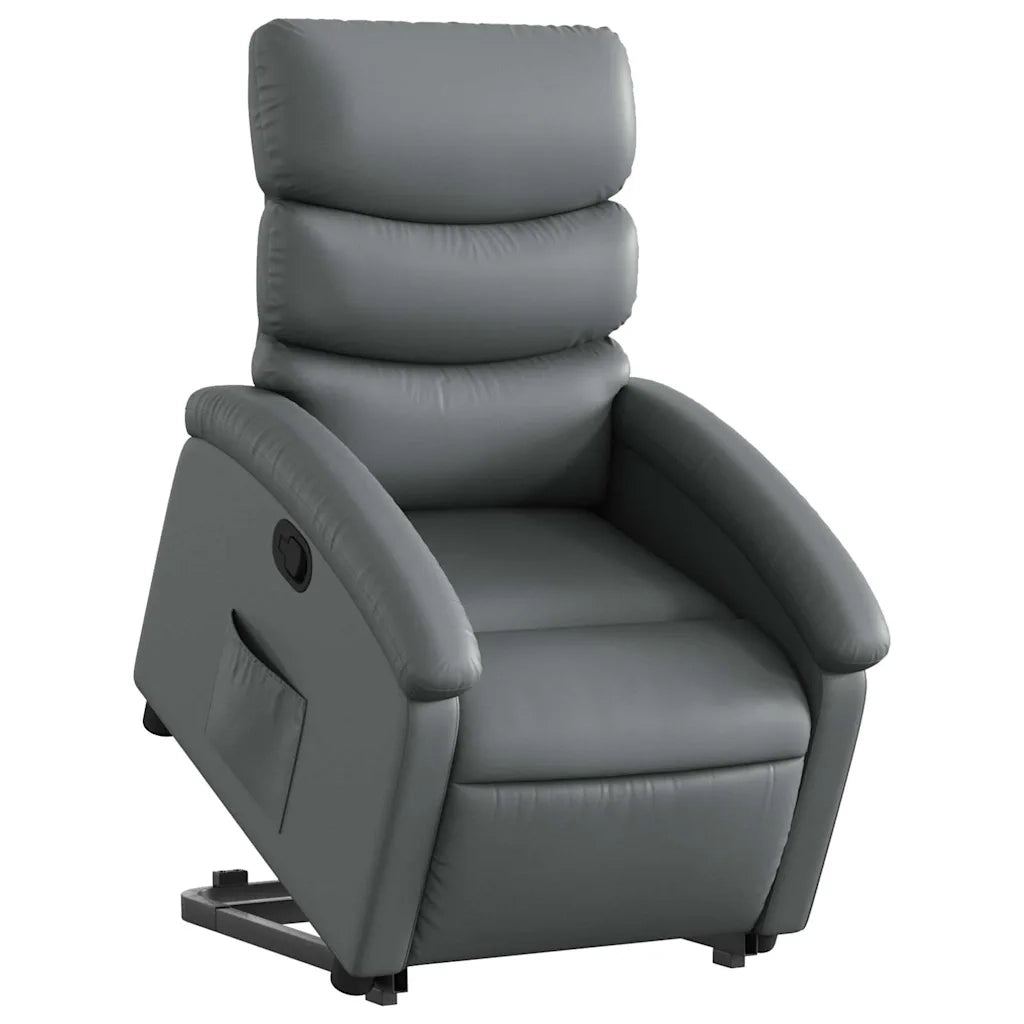 Poltrona Alzapersona Reclinabile Grigio in Similpelle 3204043