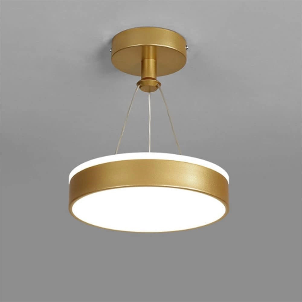 Trade Shop - Lampadario A Sospensione Led 24 Watt Cerchio Tondo Moderno Oro Doppia Luce 50520 -