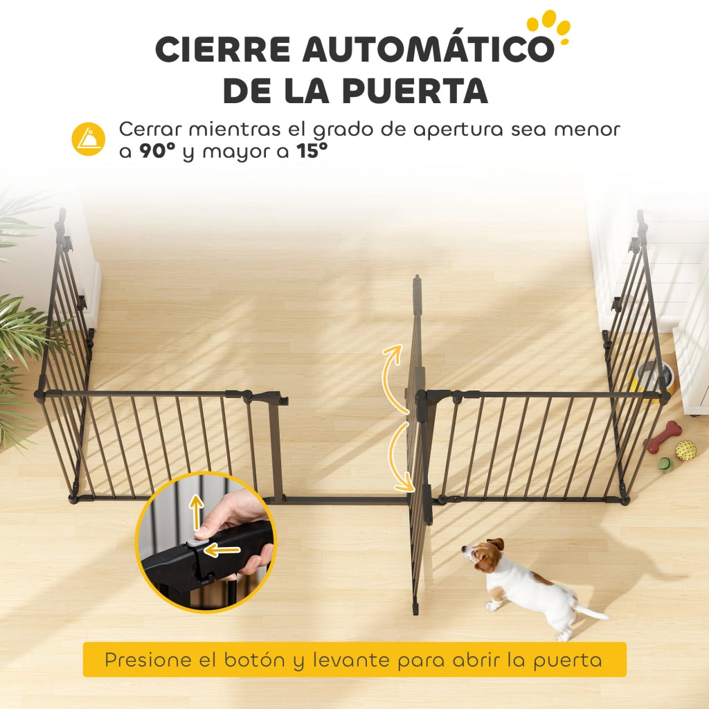Barriera per Cani 5 Pannelli Pieghevole 300 cm ¨C Zephmum ¨C Nero
