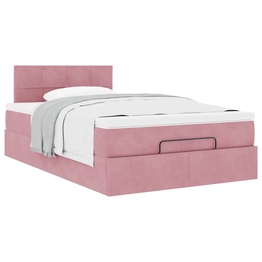 Pouf Letto con Materasso Rosa 120x190 cm Velluto 3311764