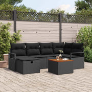 Set Divano da Giardino con cuscino 7 pcs Nero polyrattan